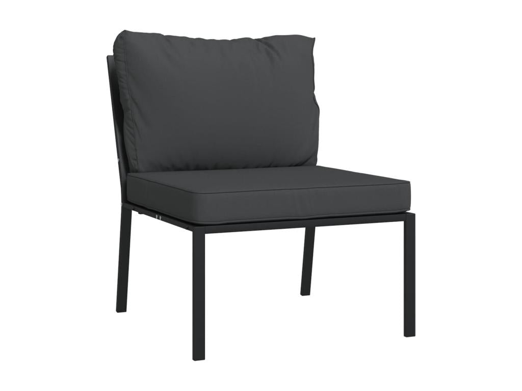 Salon de jardin 7 pièces avec coussins gris Boisona acier EXVN81329
