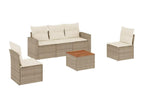 Salon de jardin avec coussins 6 pièces beige résine tressée RZQE78755