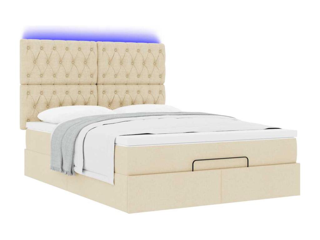 Cadre de lit avec matelas crème 140x200 cm tissu CTYK92943