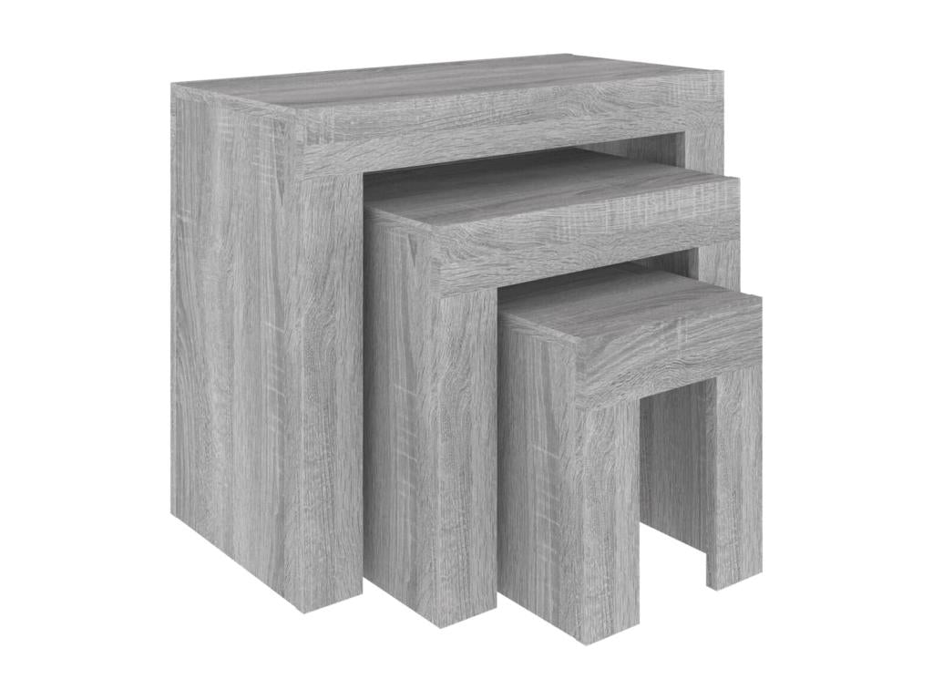 Tables basses gigognes 3 pcs Boisona gris bois d'ingénierie JUMW85885