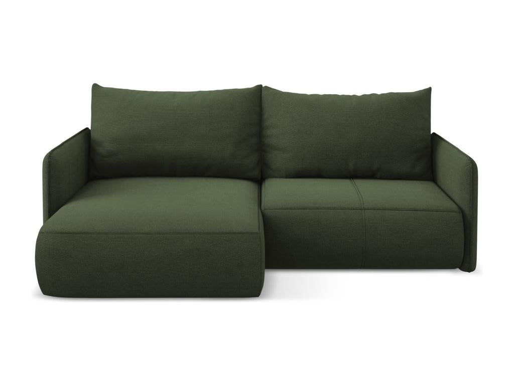 Canapé d'angle 2,5 places gauche convertible en tissu texturé - olive - Boisona WEPJ88942