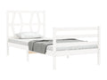 Cadre de lit avec tête de lit blanc simple bois massif QBKU87637