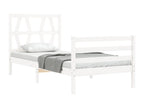 Cadre de lit avec tête de lit blanc simple bois massif QBKU87637