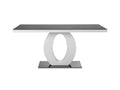 Table à manger Boisona - 6 personnes - MDF laqué / Verre trempé - Noir / Blanc CJXQ99936