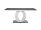 Table à manger Boisona - 6 personnes - MDF laqué / Verre trempé - Noir / Blanc CJXQ99936