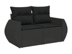 Salon de jardin 5 pcs avec coussins noir résine tressée FUYO50576