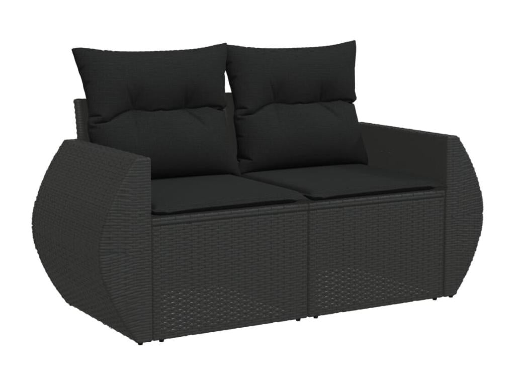 Salon de jardin 5 pcs avec coussins noir résine tressée FUYO50576