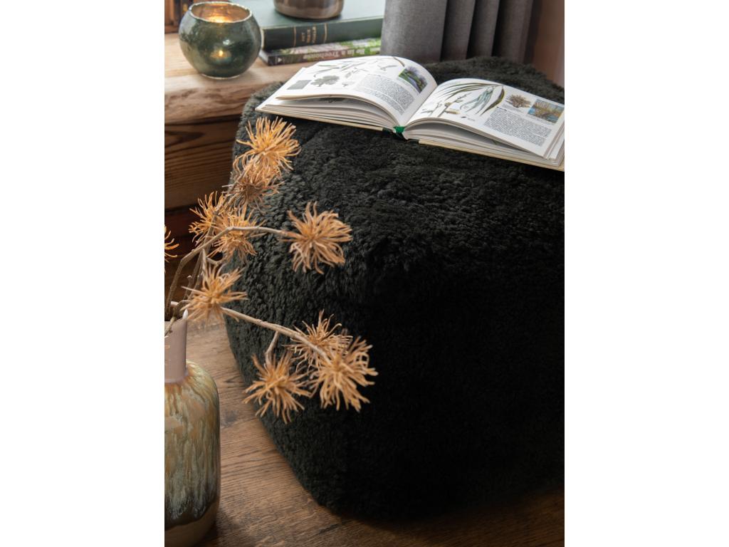 Pouf Carré Déco Peau de Mouton 45cm Vert CXOR37570