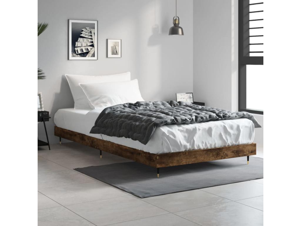 Cadre de lit sans matelas chêne fumé 90x190cm bois d'ingénierie VBDK89335