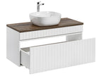 Meuble simple vasque 100cm Boisona Blanc et Bois QAVT46943