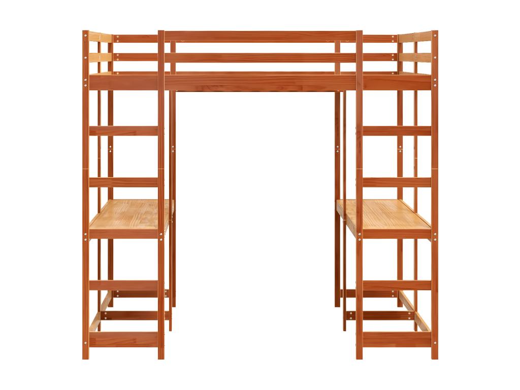 Lit superposé et bureau et échelle 160x200cm bois de pin massif SDXN57032