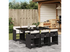 Ensemble à manger de jardin coussins 7 pièces Noir Résine tressée XMFR47503
