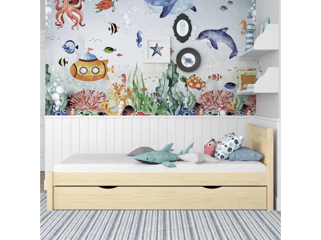 Lit simple en bois - avec tiroir N02 Pin Clair 120x190 ZJPR84686