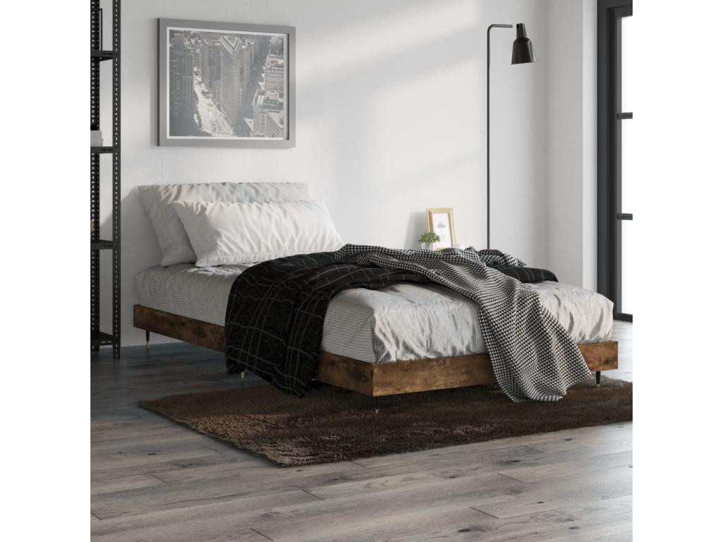 Cadre de lit sans matelas chêne fumé 90x190cm bois d'ingénierie VBDK89335