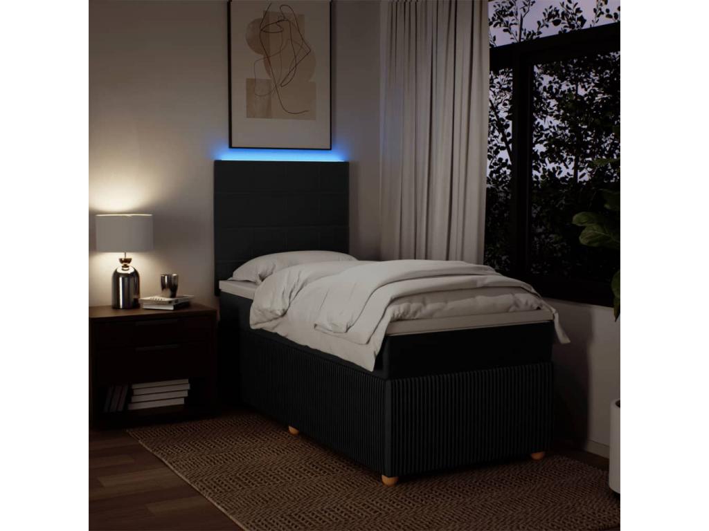 Sommier à Boisona de lit avec matelas Noir 90x190 cm Tissu WJYX83589