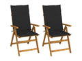 Chaises inclinables de jardin 2 pièces avec coussins Bois d'Boisona YZKT53362