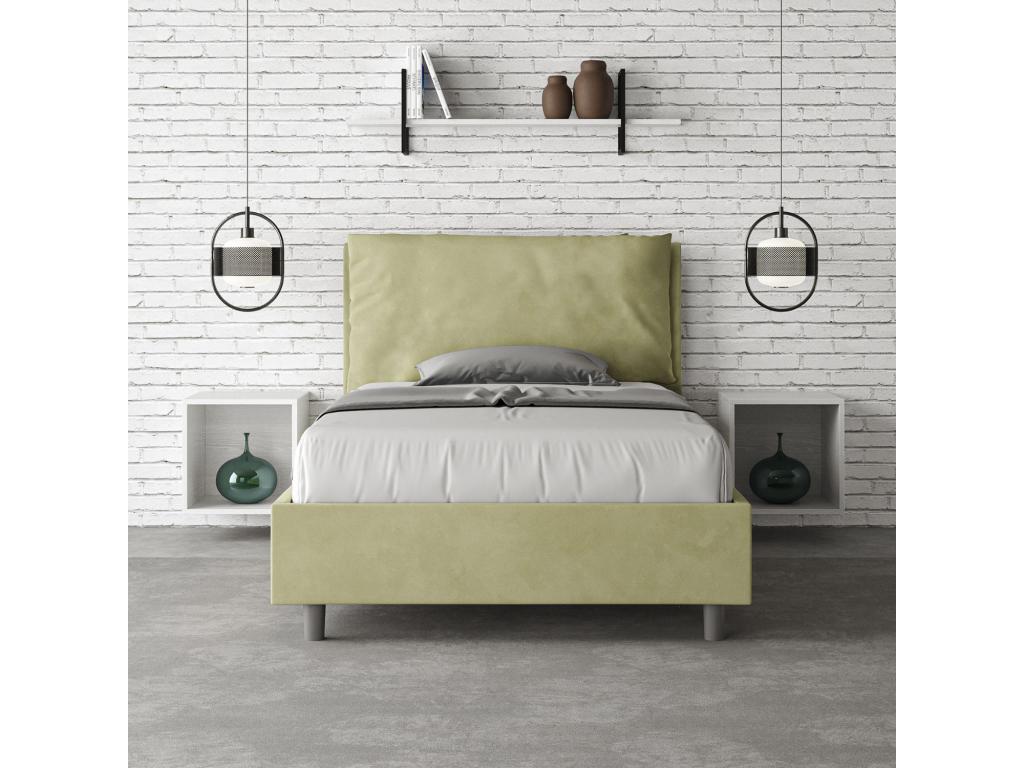Lit 1 place et demi avec sommier rembourré 120x190 microfibre vert Boisona Large HRGS74834