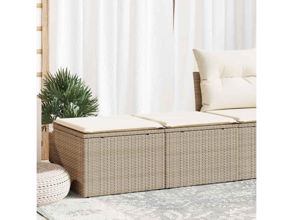 Salon de jardin avec coussins 2 pièces beige résine tressée Boisona RVXT89517