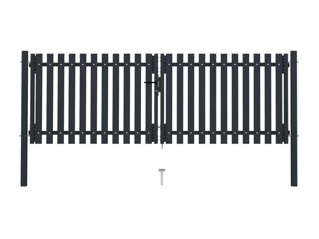 Portail de clôture à double porte Acier 306x125 Anthracite AVGF83232