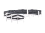 Salon de jardin 9 pcs avec coussins bois de pin massif UEMI95134