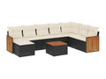 Salon de jardin 9 pièces avec coussins noir résine tressée BBCQ04971