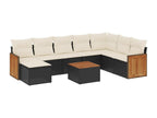 Salon de jardin 9 pièces avec coussins noir résine tressée BBCQ04971