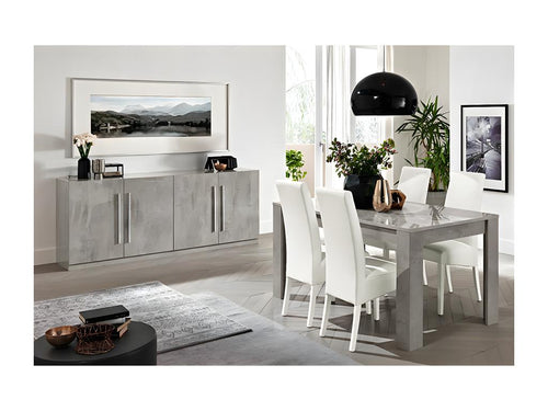 Boisona - Ensemble Séjour Effet Marbre Table 160cm Buffet 3 Portes ROEI86761