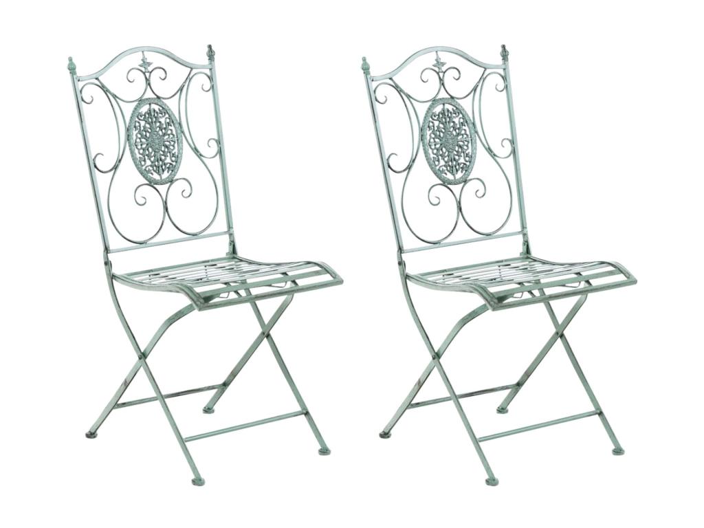 Lot de 2 Chaises de jardin - Métal / Métal - Vert antique - Boisona GOIG22453
