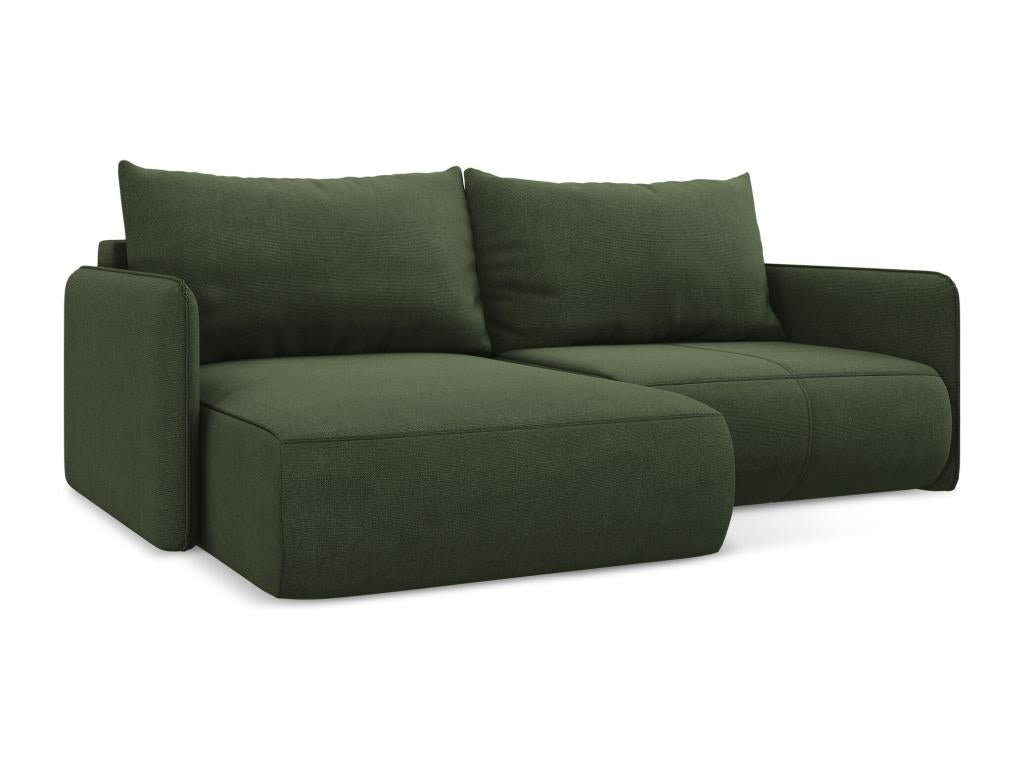 Canapé d'angle 2,5 places gauche convertible en tissu texturé - olive - Boisona WEPJ88942