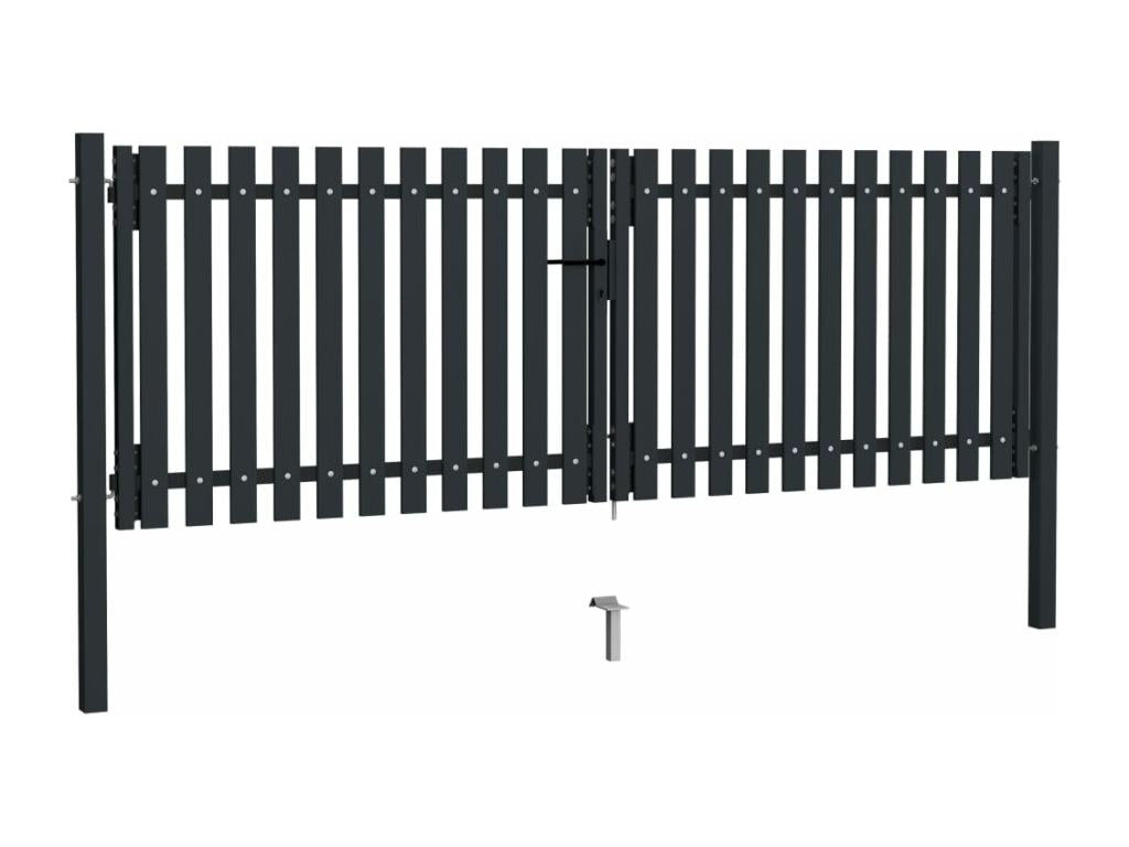 Portail de clôture à double porte Acier 306x125 Anthracite AVGF83232
