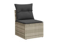 Salon de jardin 9 pcs avec coussins gris clair résine tressée DDCP08763