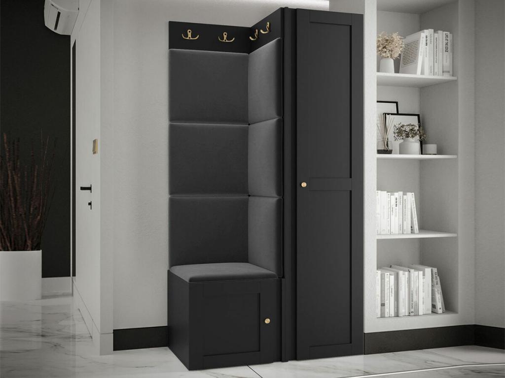 Meuble d'entrée Boisona 381 186x82x46cm Noir MDF - Stratifié - Tapisserie NNPU11198