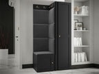 Meuble d'entrée Boisona 381 186x82x46cm Noir MDF - Stratifié - Tapisserie NNPU11198