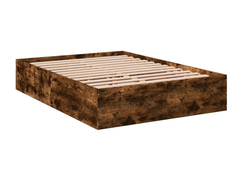 Cadre de lit chêne fumé 120x190 cm bois d'ingénierie KRNN22855