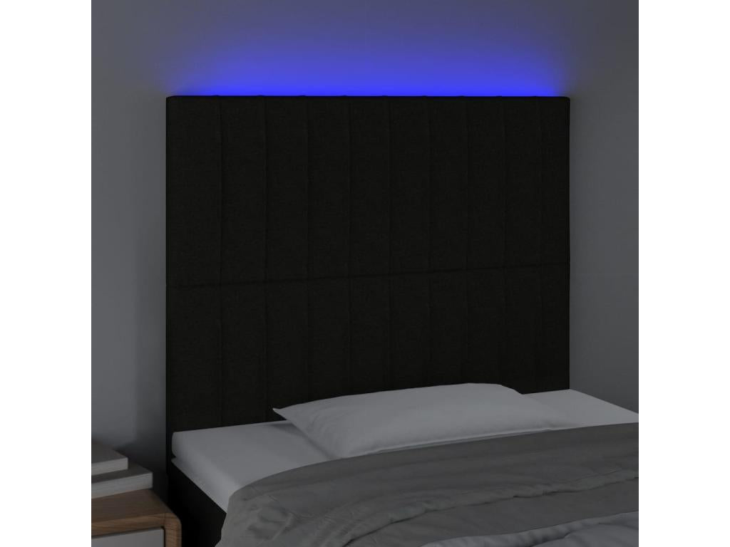Tête de lit à LED Noir 90x5x118/128 cm Tissu TMVV58646