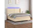 Sommier à Boisona de lit matelas LED Crème 180x200 cm Tissu QCFK10279