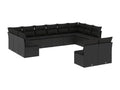 Salon de jardin 12 pcs avec coussins noir résine tressée YUBW03991