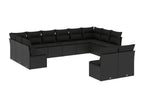 Salon de jardin 12 pcs avec coussins noir résine tressée YUBW03991