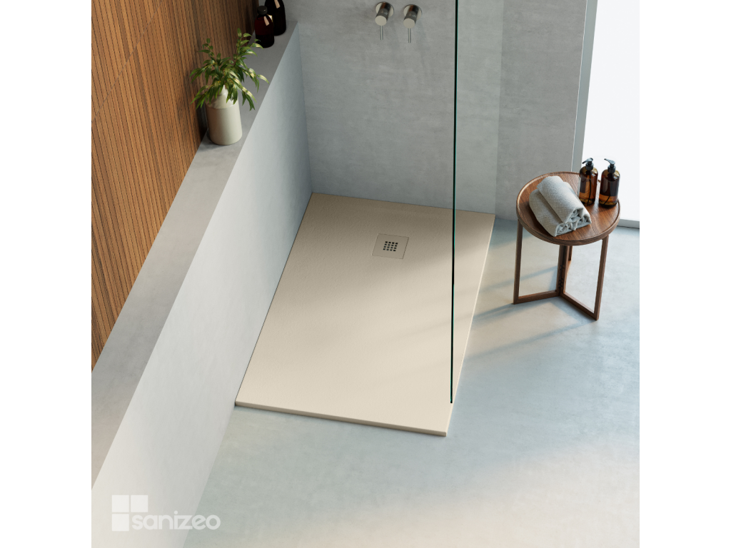 Receveur de douche extraplat Boisona - Texture Ardoise en Boisona Composite Beige Boisona - L140xl70xh3cm - Boisona CHQR38474