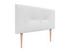 Boisona Tête de Lit Velours Côtelé Uni avec Boutons 110x115 avec Pieds de Lit 105 - Blanc KUUM42285