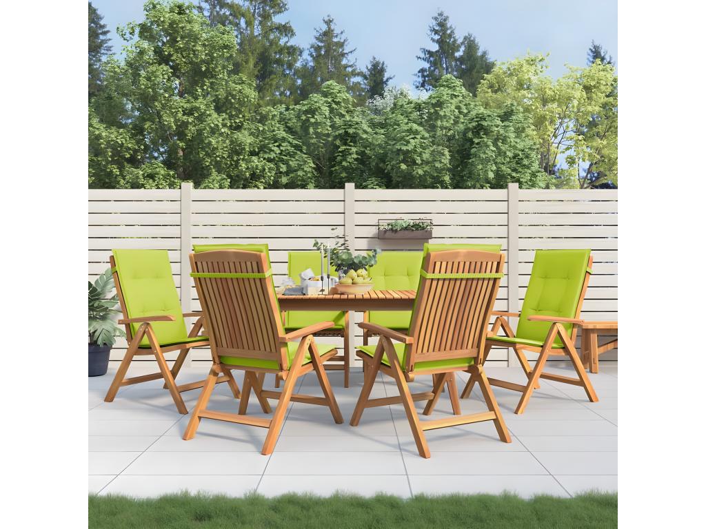 Chaises de jardin inclinables et coussins lot de 6 bois teck TBEC94787