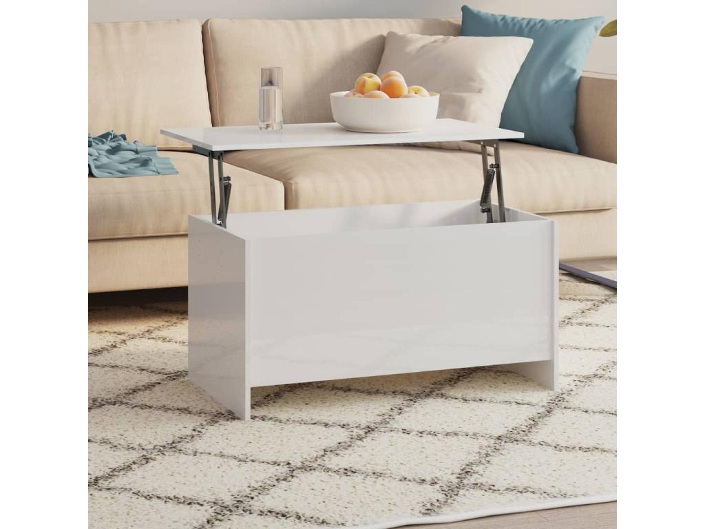 Table basse Blanc brillant 102x55.5x52.5 Bois d'ingénierie VNGJ87802
