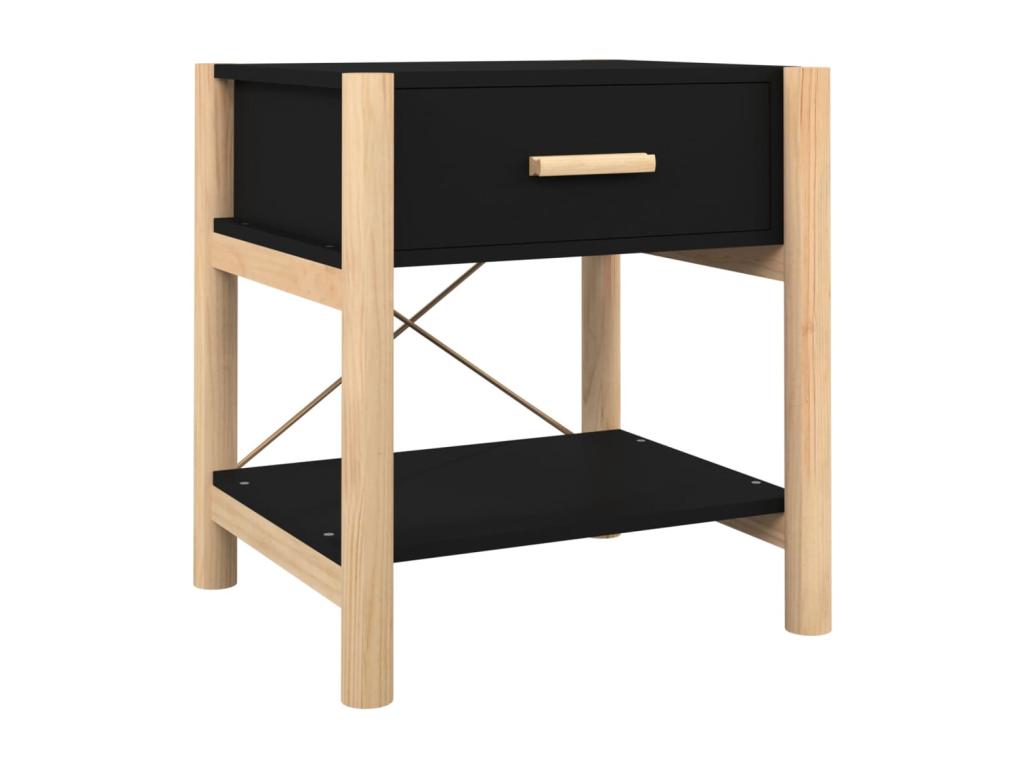 Tables de chevet 2 pièces Noir 42x38x45 cm Bois d'ingénierie TGVL00569