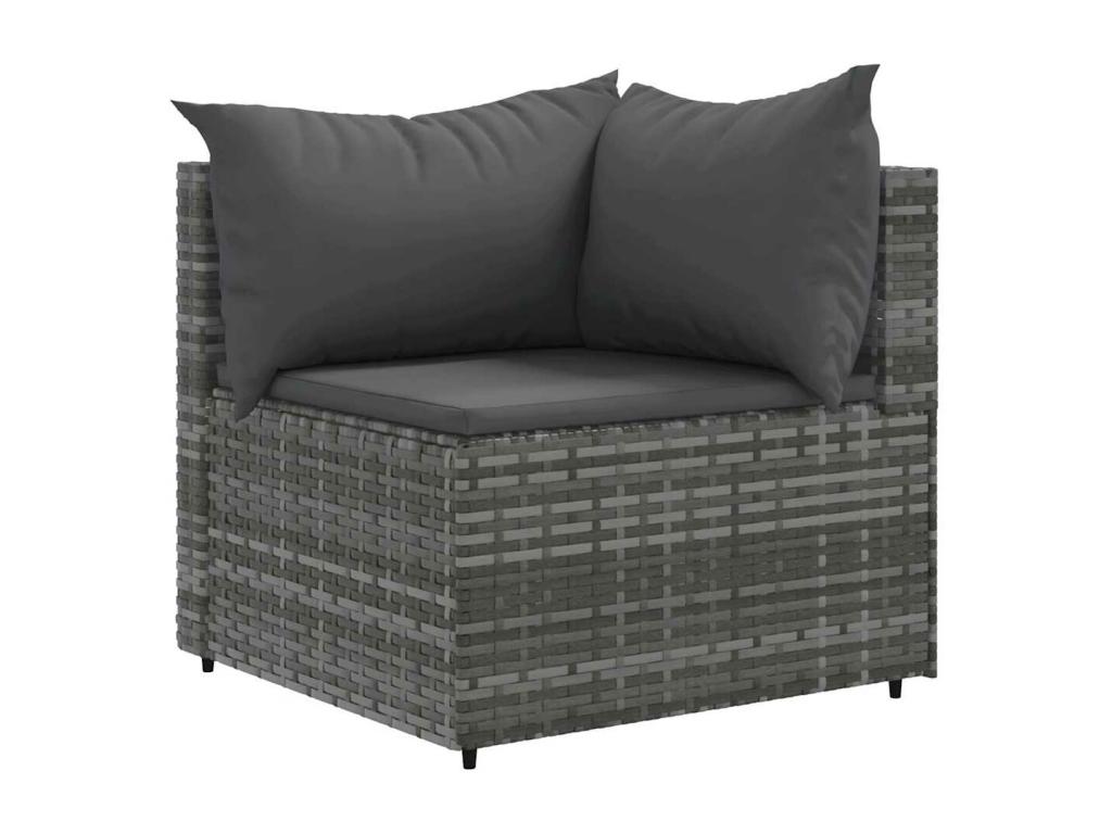 Salon de jardin 4 pièces avec coussins Gris Résine tressée GOHG51541