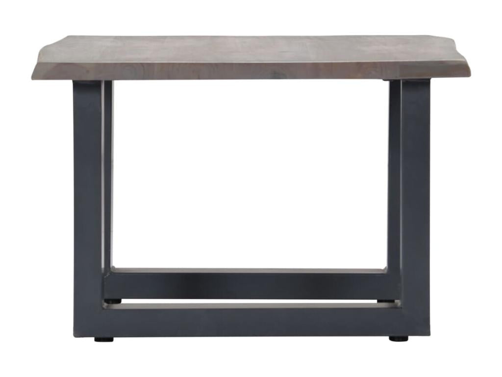 Table basse avec bord naturel Gris 60x60x40 cm Bois d'Boisona NLMW30519