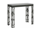 Console extensible design bois et acier anthracite Boisona-Couleur Gris ciment-Support 4 pieds-5 rallonges ESLY36217