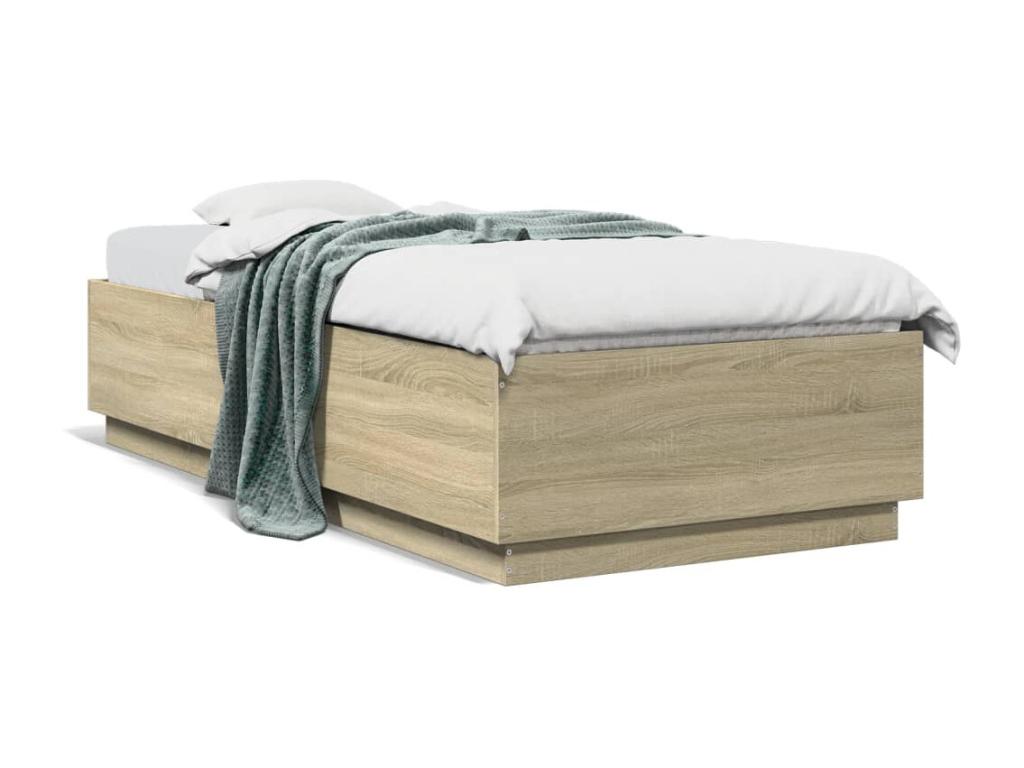 Cadre de lit avec Elarivaères LED chêne 100x200 TVCX97305