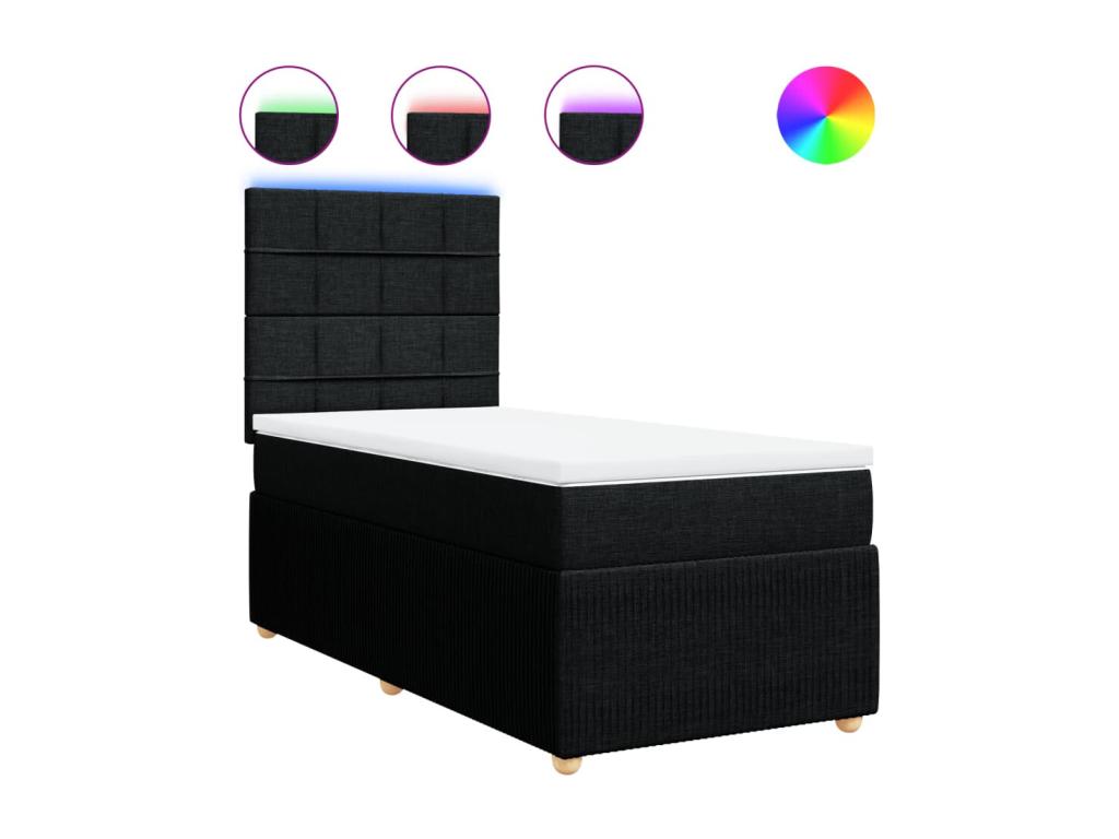 Sommier à Boisona de lit avec matelas Noir 90x190 cm Tissu WJYX83589