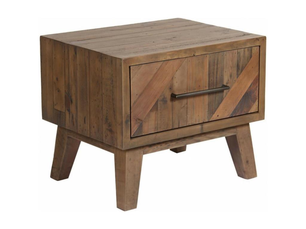 Chevet 1 Tiroir Pieds En Bois Bois-MDF Marron - Boisona WWCL85243