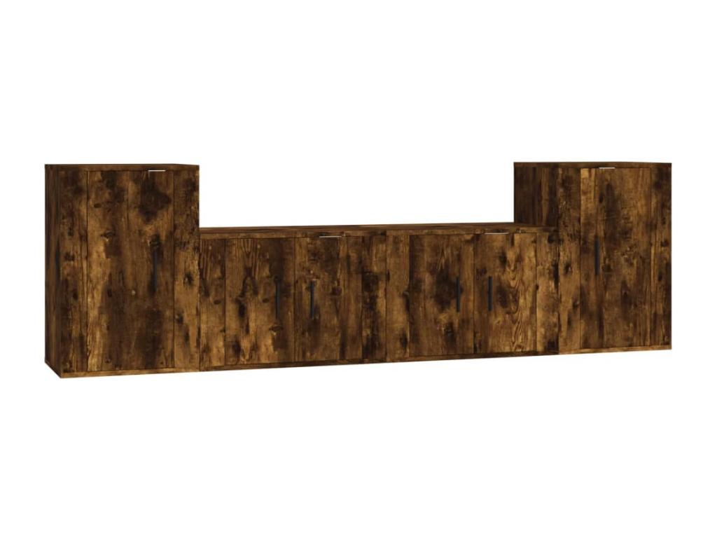 Ensemble de meubles TV 4 pcs Chêne fumé Bois d'ingénierie TEIG85315